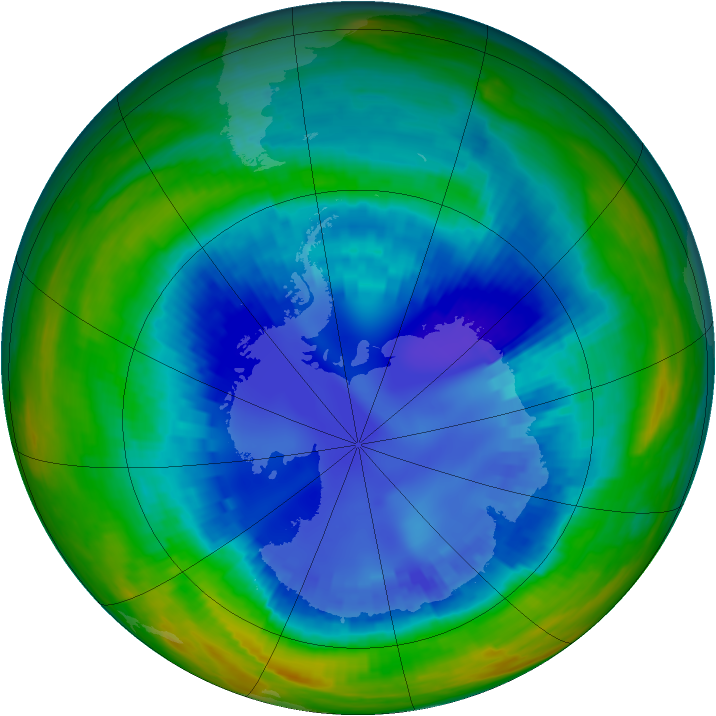 Antarctic ozone map for 22 August 2001